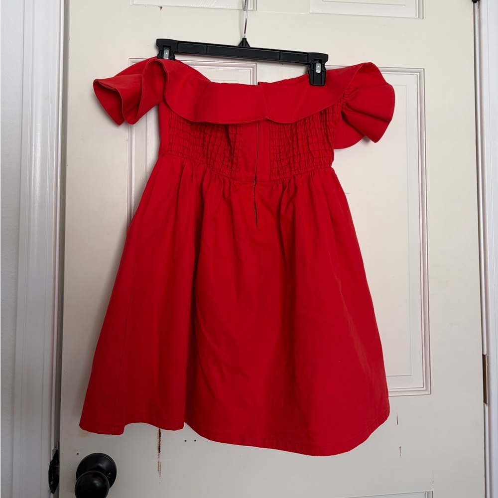 Apiece Apart Red Off-Shoulder Ruffle Dress - Picture 6 of 7